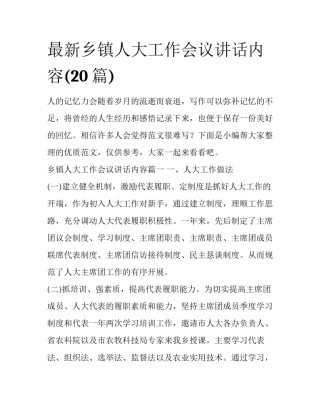 最新乡镇人大工作会议讲话内容(20篇)
