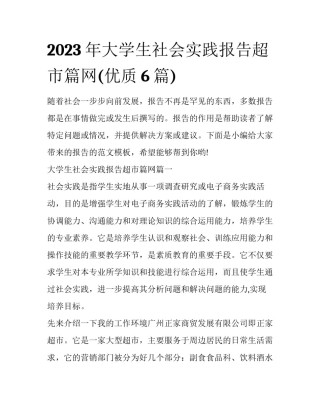2023年大学生社会实践报告超市篇网(优质6篇)
