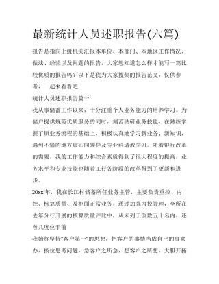 最新统计人员述职报告(六篇)