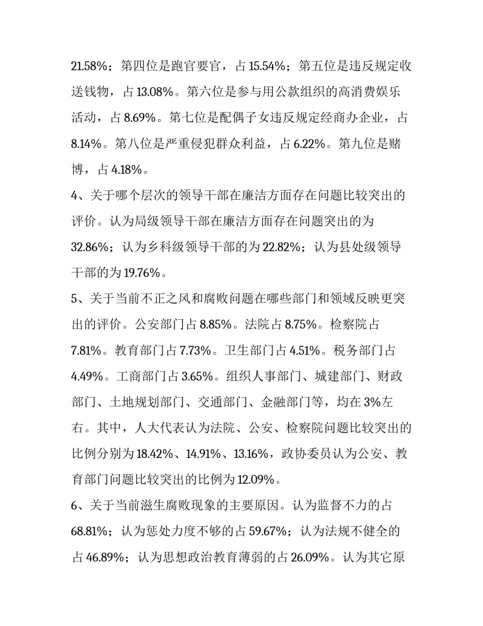 2023年市党风廉政建设问卷调查情况的报告(模板6篇)_第2页