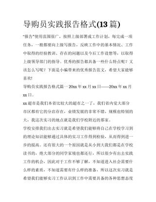 导购员实践报告格式(13篇)