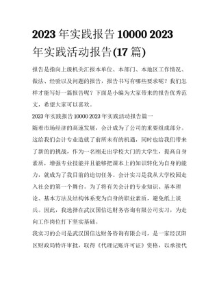 2023年实践报告10000 2023年实践活动报告(17篇)