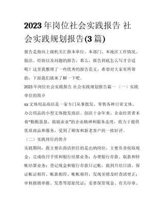 2023年岗位社会实践报告 社会实践规划报告(3篇)