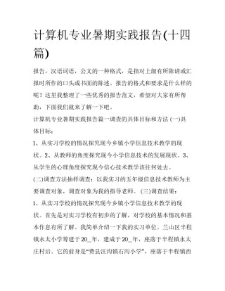 计算机专业暑期实践报告(十四篇)