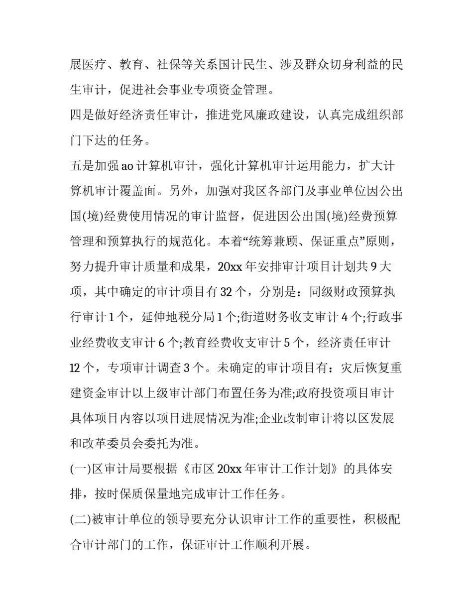 审计科工作计划 审计处工作计划(9篇)_第2页