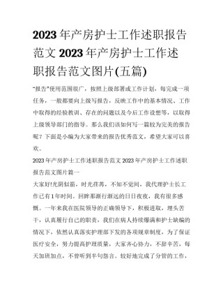 2023年产房护士工作述职报告范文 2023年产房护士工作述职报告范文图片(五篇)