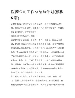 医药公司工作总结与计划(模板5篇)