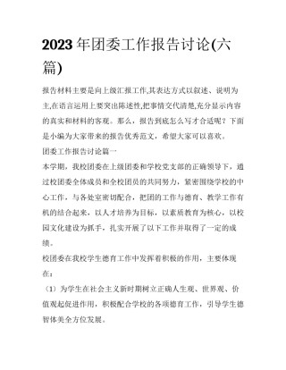 2023年团委工作报告讨论(六篇)