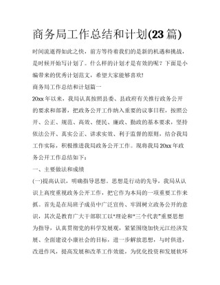 商务局工作总结和计划(23篇)