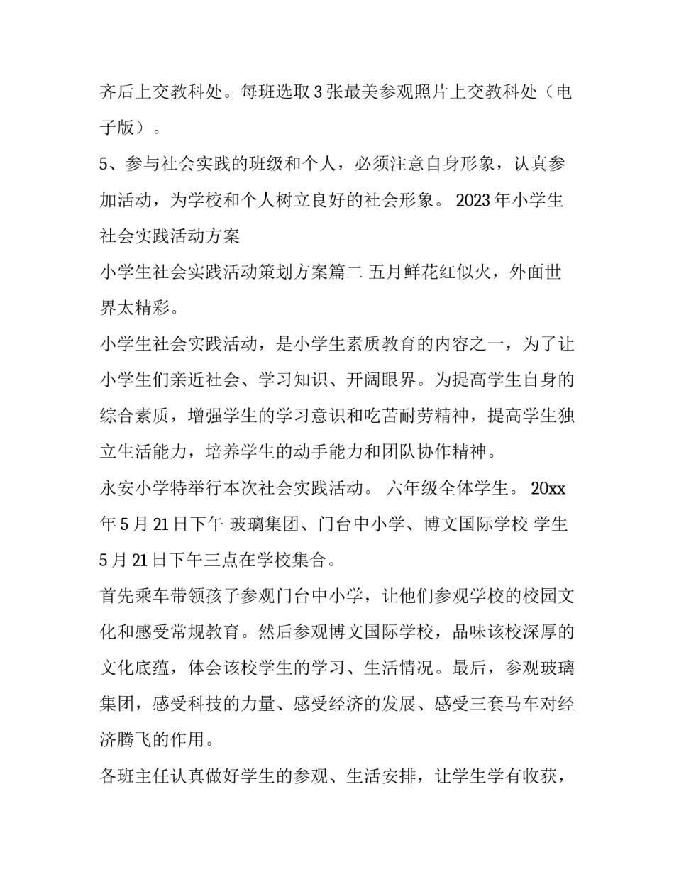 2023年小学生社会实践活动方案 小学生社会实践活动策划方案(3篇)_第3页
