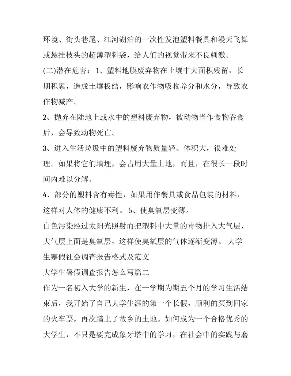 大学生寒假社会调查报告格式及范文 大学生暑假调查报告怎么写(3篇)_第3页