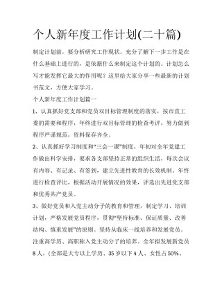 个人新年度工作计划(二十篇)