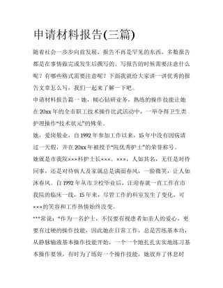 申请材料报告(三篇)