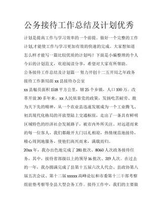 公务接待工作总结及计划优秀