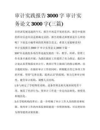审计实践报告3000字 审计实务论文3000字(三篇)