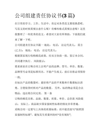 公司组建责任协议书(3篇)