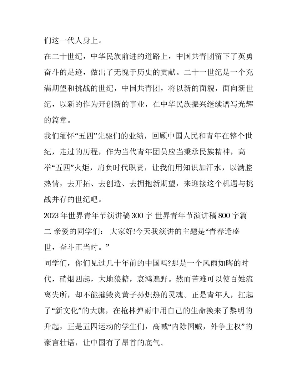 2023年世界青年节演讲稿300字 世界青年节演讲稿800字(5篇)_第3页