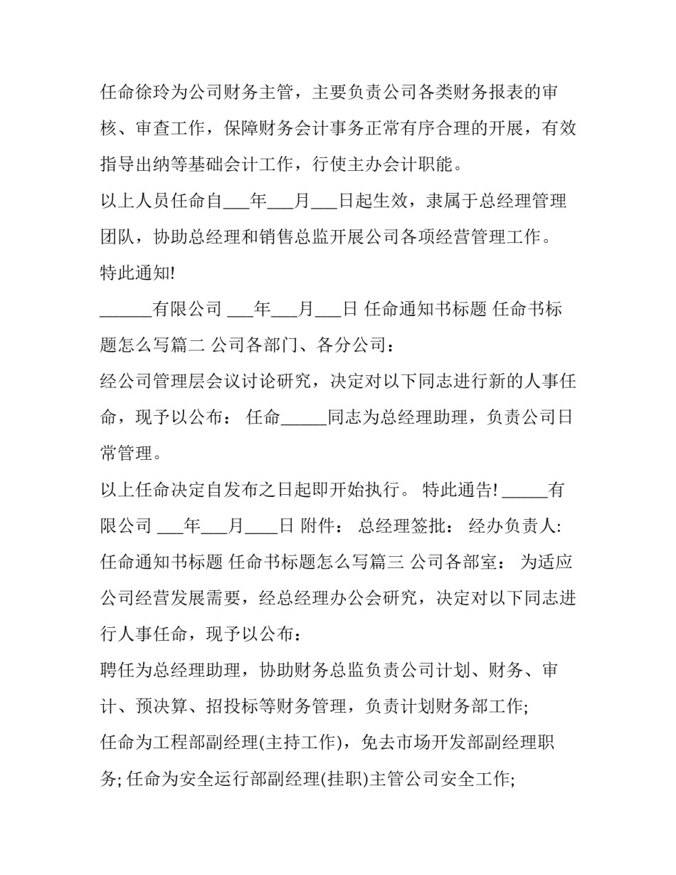 任命通知书标题 任命书标题怎么写(3篇)_第2页