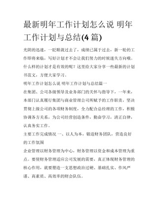 最新明年工作计划怎么说 明年工作计划与总结(4篇)