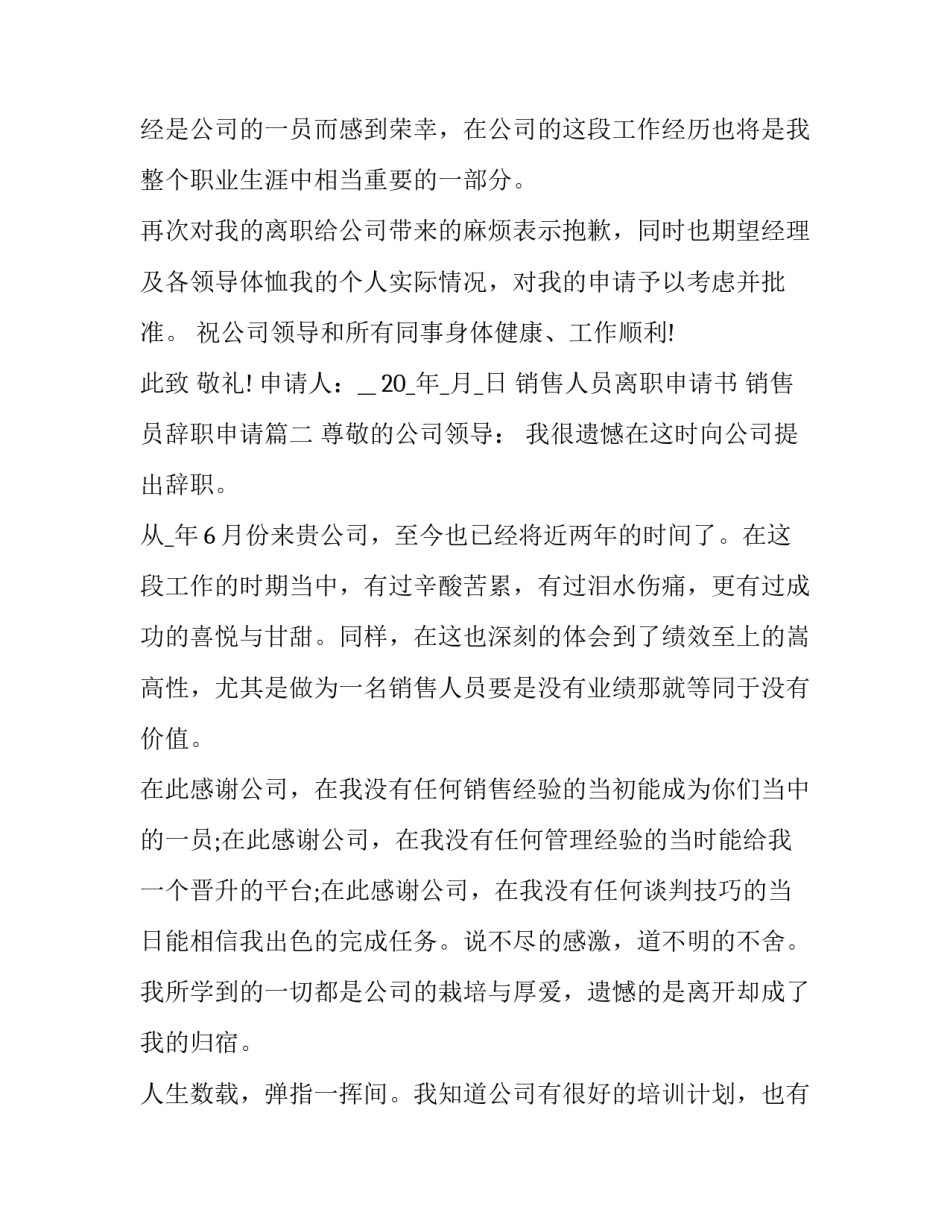 销售人员离职申请书 销售员辞职申请(22篇)_第2页
