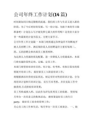 公司年终工作计划(14篇)
