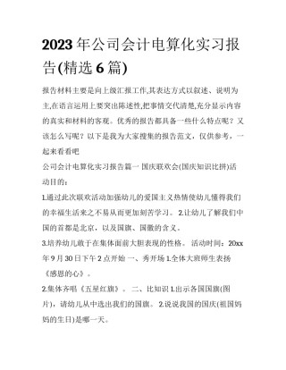 2023年公司会计电算化实习报告(精选6篇)