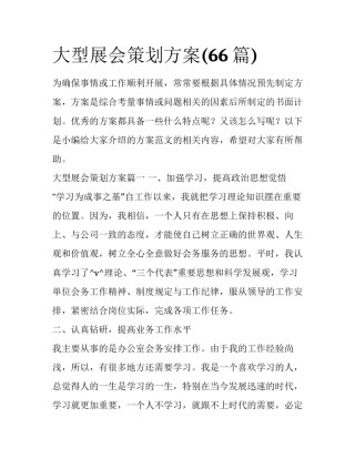 大型展会策划方案(66篇)