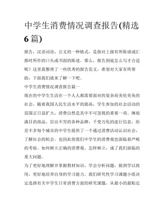 中学生消费情况调查报告(精选6篇)