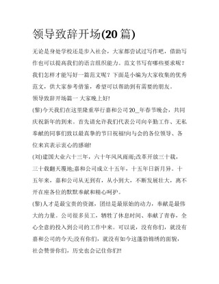 领导致辞开场(20篇)