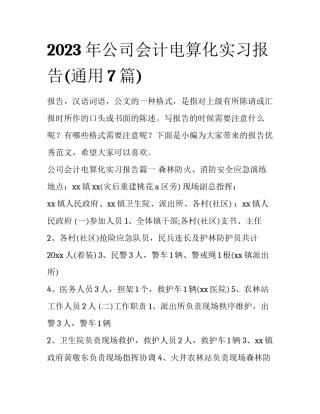 2023年公司会计电算化实习报告(通用7篇)