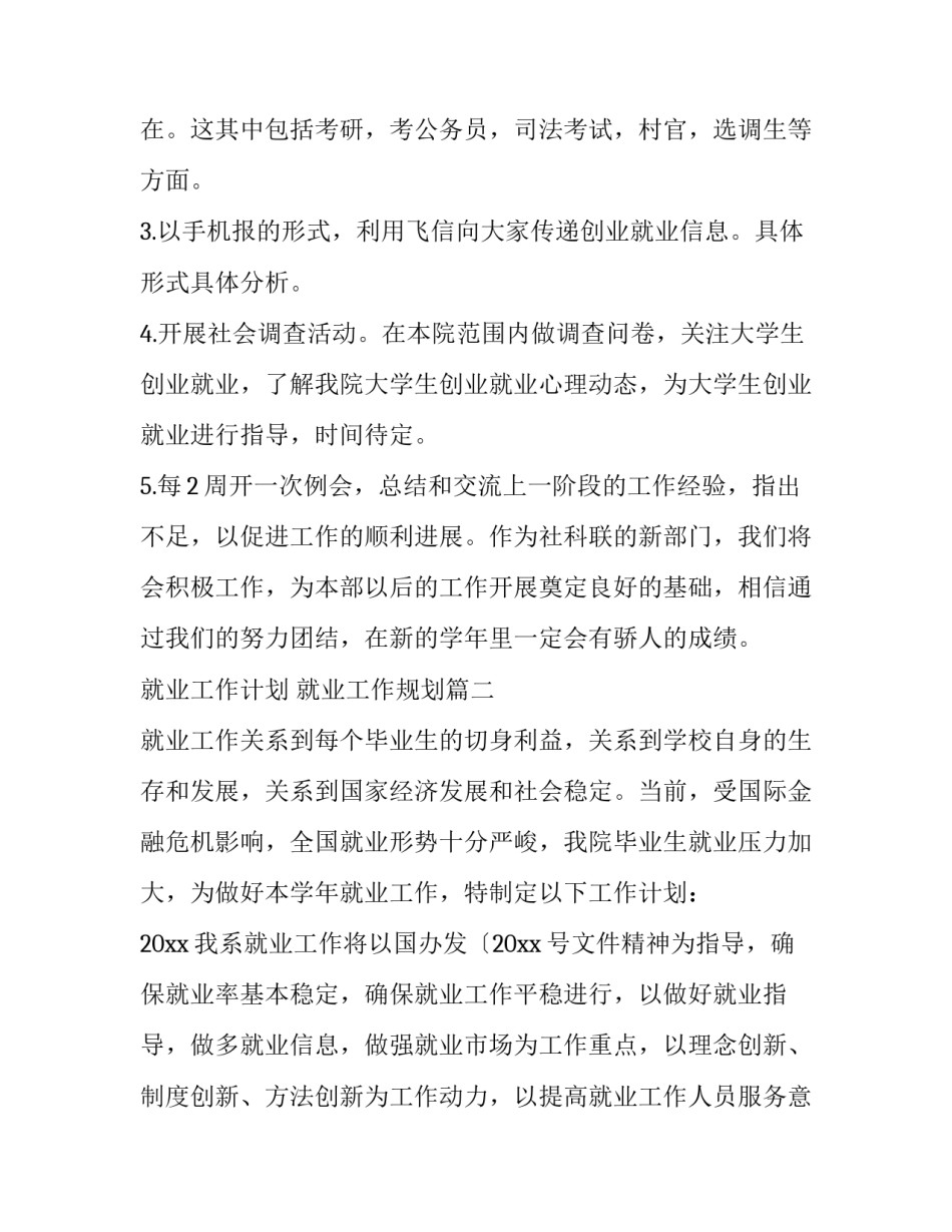 2023年就业工作计划 就业工作规划(5篇)_第2页