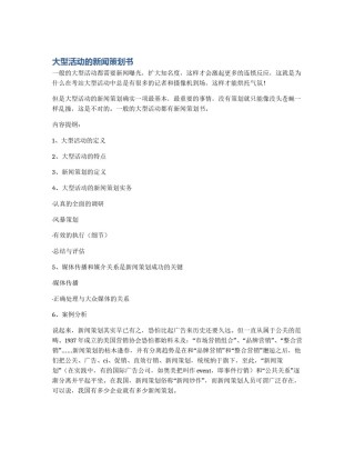 大型活动的新闻策划书
