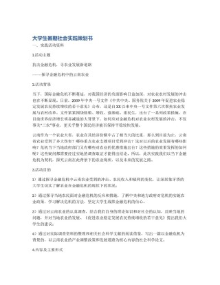 大学生暑期社会实践策划书