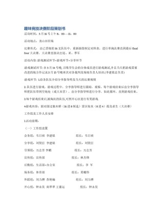 趣味竞技决赛阶段策划书