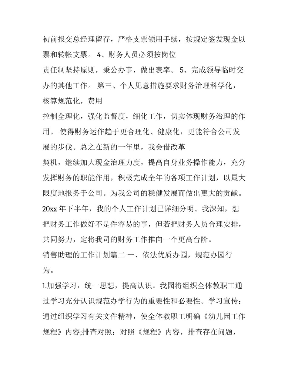 销售助理的工作计划(23篇)_第2页