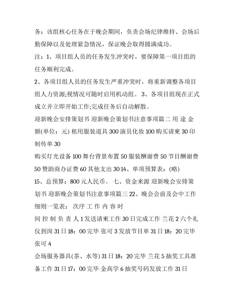 迎新晚会安排策划书 迎新晚会策划书注意事项(6篇)_第3页