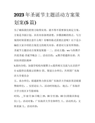 2023年圣诞节主题活动方案策划案(5篇)