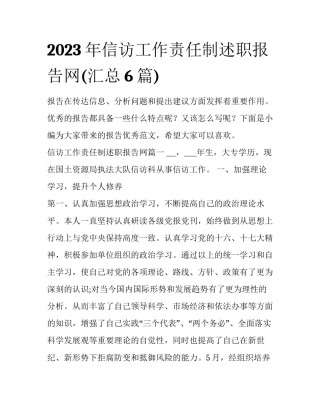 2023年信访工作责任制述职报告网(汇总6篇)
