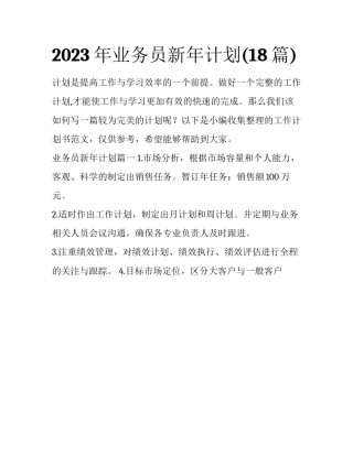 2023年业务员新年计划(18篇)