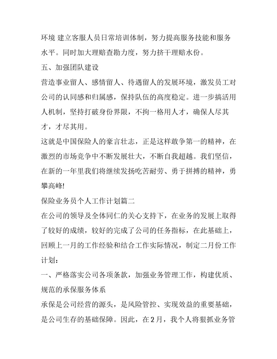 最新保险业务员个人工作计划(二十四篇)_第2页