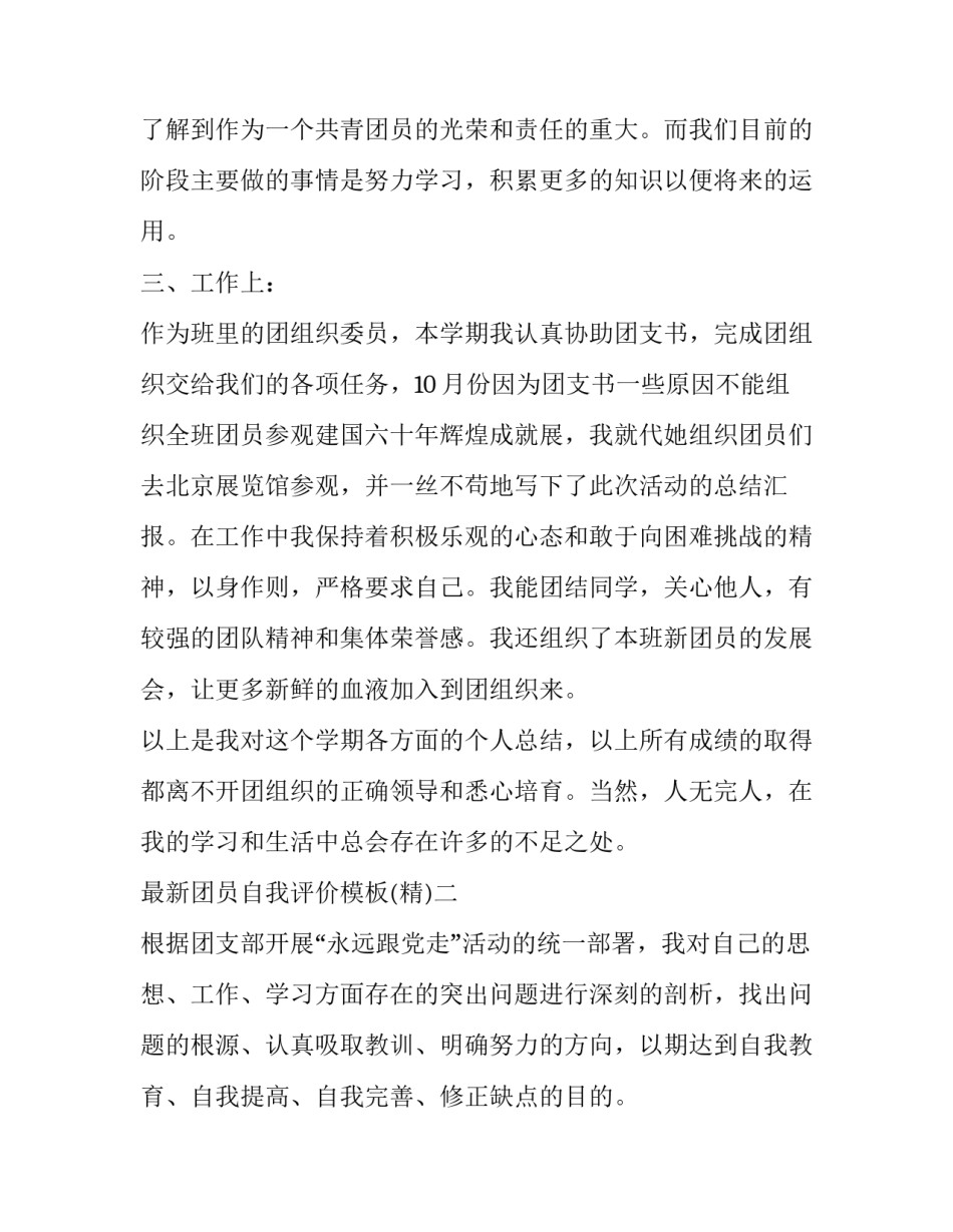 团员自我评价模板 团员自我评价模板下载(7篇)_第2页