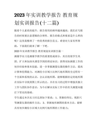 2023年实训教学报告 教育规划实训报告(十二篇)