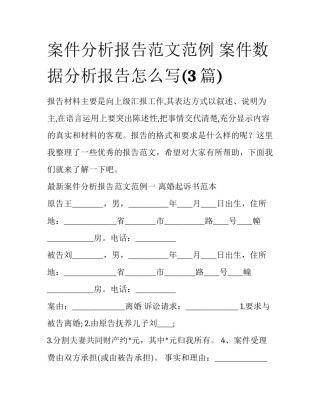 案件分析报告范文范例 案件数据分析报告怎么写(3篇)