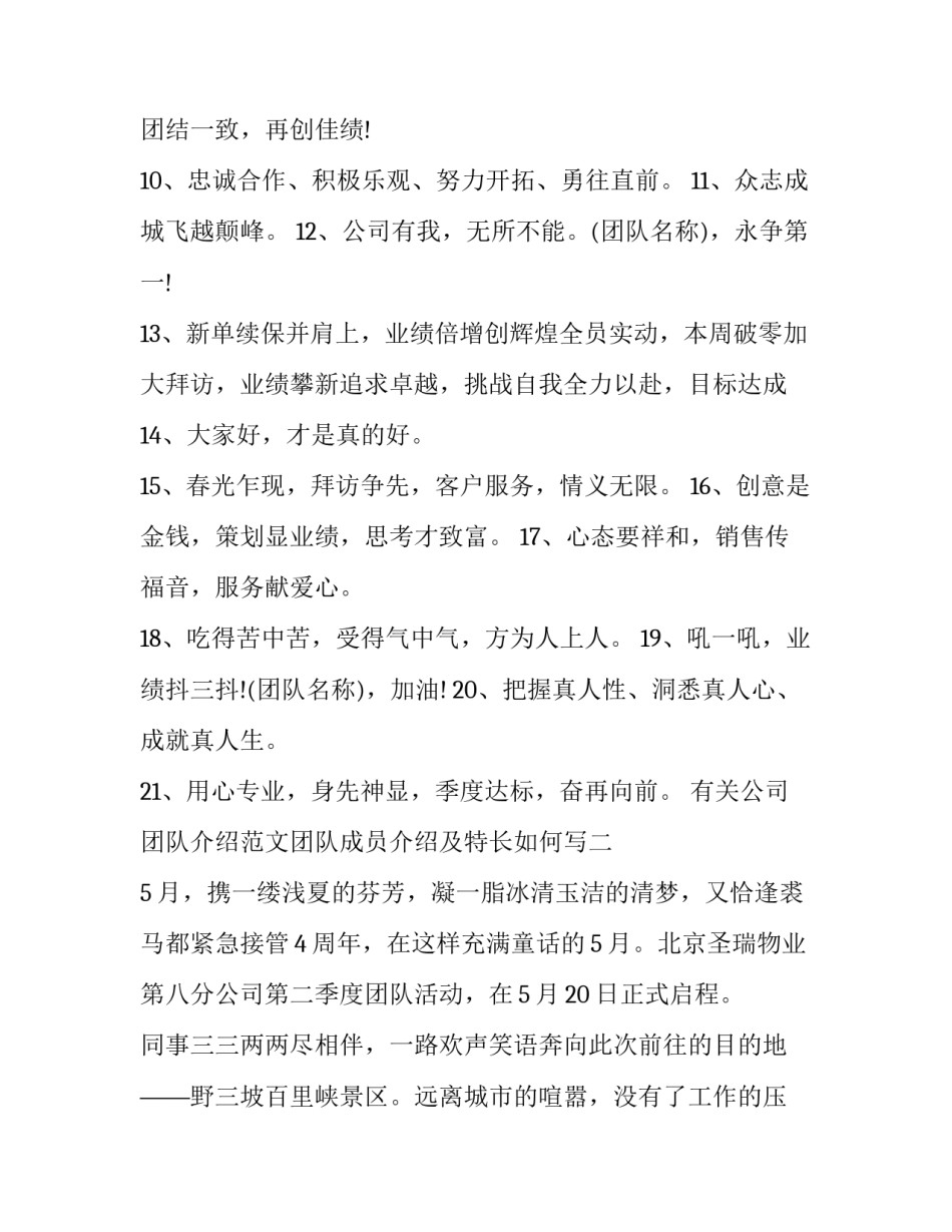公司团队介绍范文团队成员介绍及特长如何写 公司团队介绍范文团队成员介绍及特长如何写好(七篇)_第2页