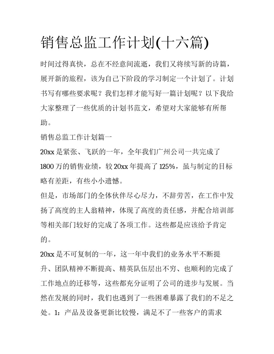 销售总监工作计划(十六篇)_第1页