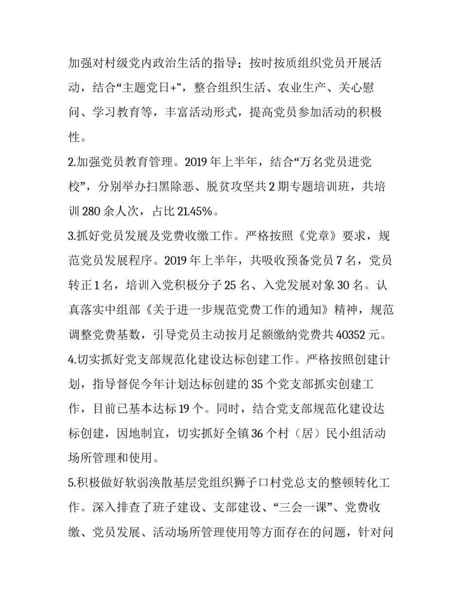 2019党建工作方案 [2019年镇党委党建工作总结] _第2页