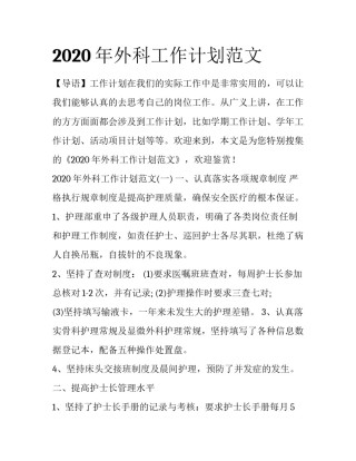 2020年外科工作计划范文