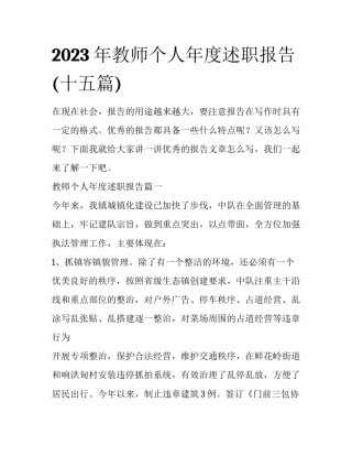 2023年教师个人年度述职报告(十五篇)