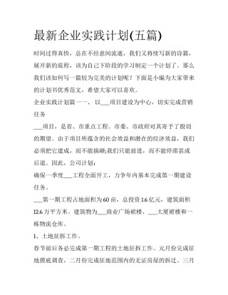 最新企业实践计划(五篇)