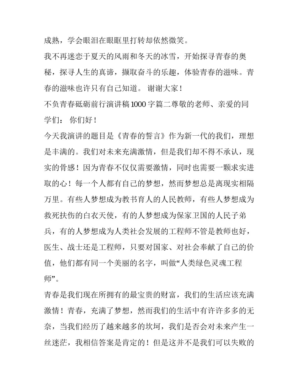 2023年不负青春砥砺前行演讲稿1000字(五篇)_第3页